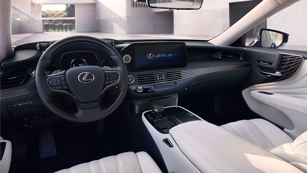 Lexus LS cockpit and front passenger interior 
