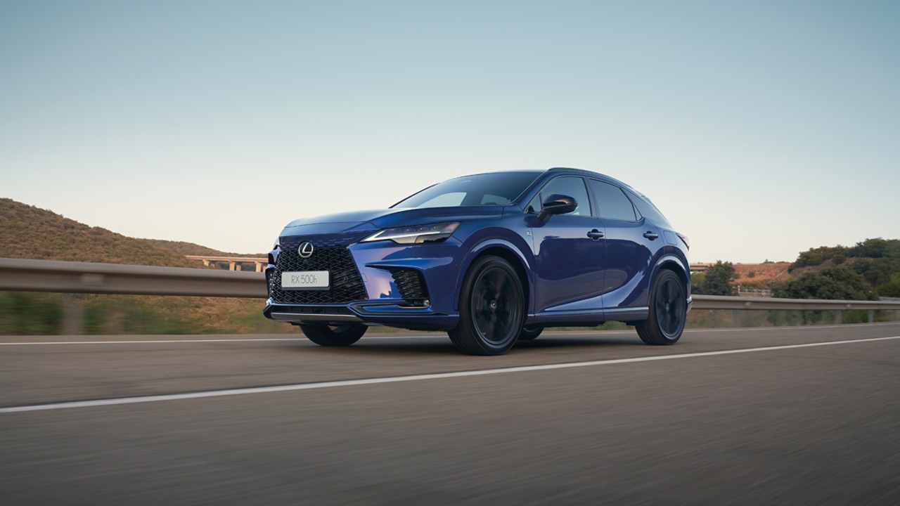 RX driving on a road