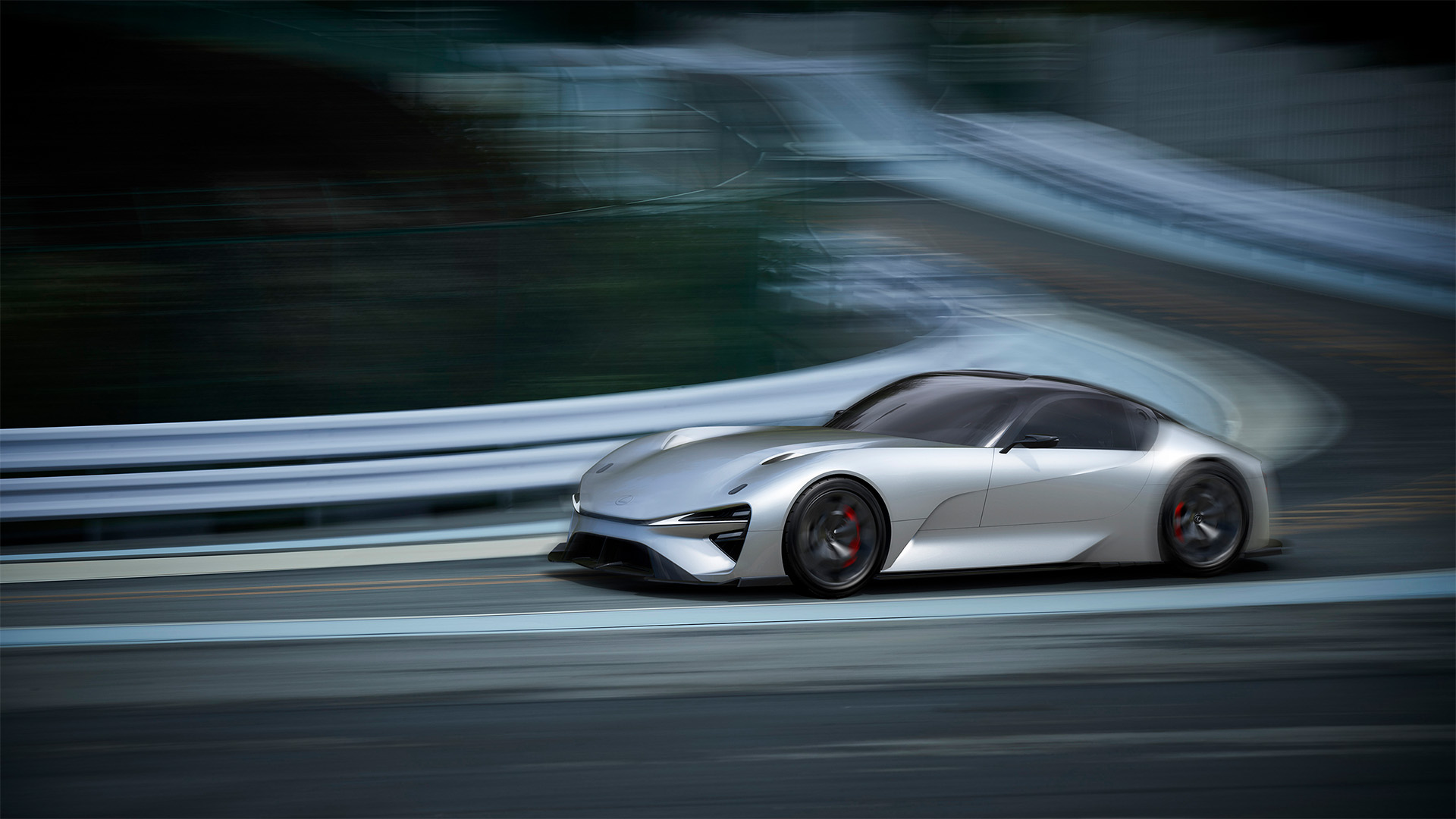 The Lexus Electrified Sport Concept driving on a race track